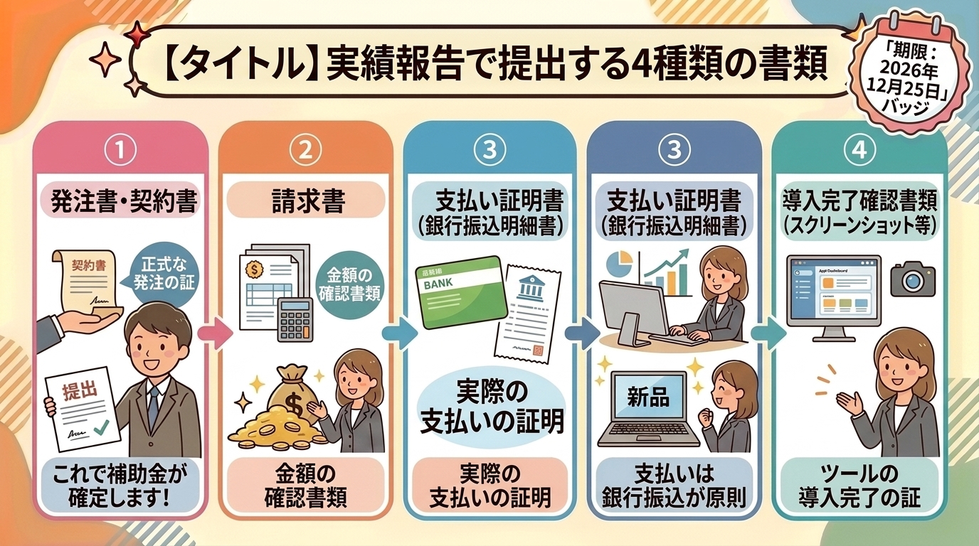 実績報告で提出する4種類の書類